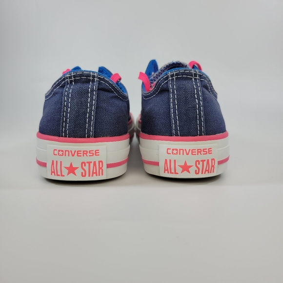 Converse All Star Double Tongue Low Top Shoes Blue Hot Pink Size Womens 6 - Picture 2 of 14
